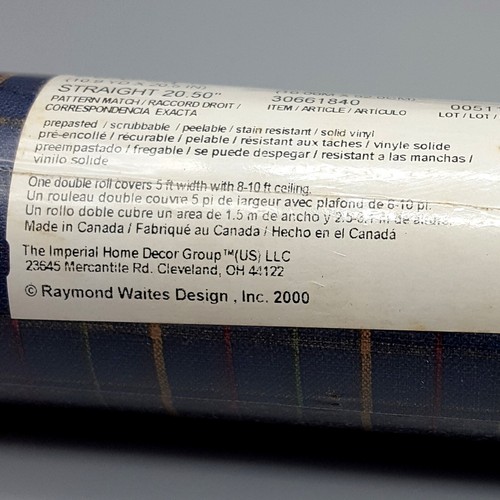 2 Raymond Waites Vinyl Blue Plaid Wallpaper Double Rolls #30661840, Lot 511, NOS - Picture 8 of 8