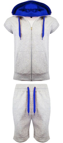 Nuovo Uomo senza Maniche Cappuccio Corto Set Tuta Gilit Ragazzo Pile con S-2XL - Foto 4 di 7