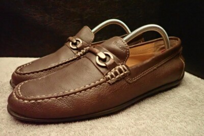 GEOX Respira Brown Leather Slip-On Horsebit DRIVING LOAFERS  display picture 1
