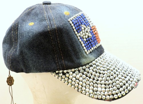 Ladies Texas State Flag Blinged Ball Cap Denim One Size Adjustable Strap New - Picture 2 of 5
