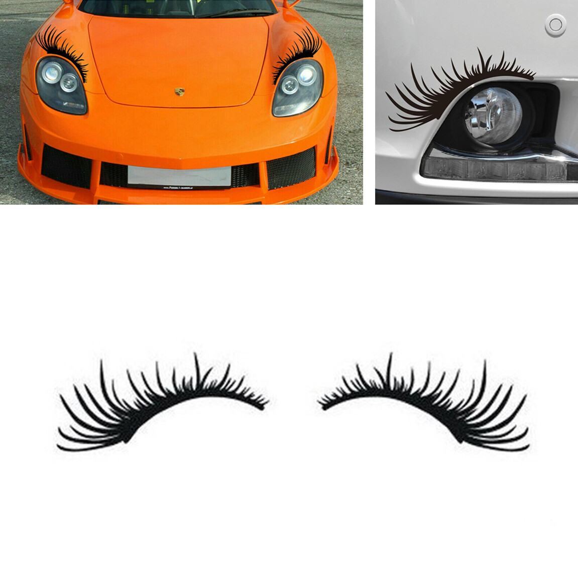 1Pair Car Black Eyelashes Decoration Decal For Headlight Fog Light 