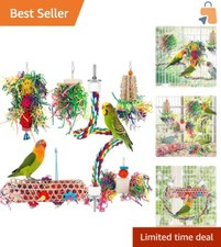 Engaging Bird Chewing  Foraging Toy Bundle for Parakeets, Conures,  Lovebirds