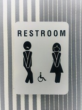 DOOR RESTROOM / Aluminum Sign 6"x8"