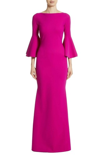 chiara boni la petite robe halter ruffle midi dress in Pink Size 12 Lined Party cream mini dress