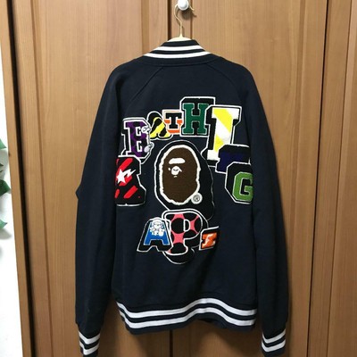 bathing ape letterman jacket