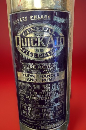 General Quick Aid Fire Guard Model 85HD Heavy Duty Extinguisher Brass. Empty - Picture 2 of 4