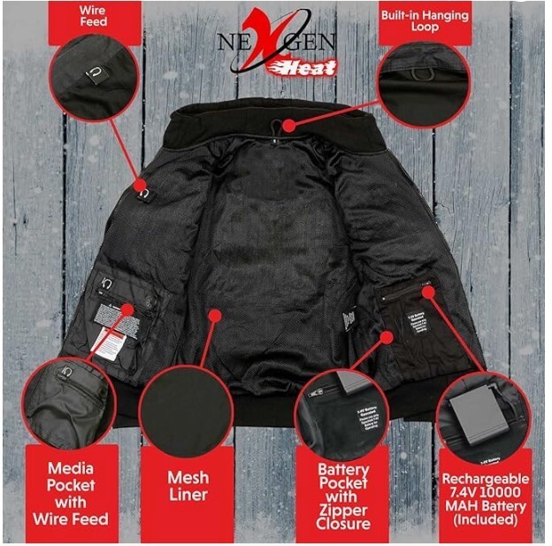 Felpa Riscaldata NexGen Heat MPL2713SET Donna – Grigia, 3 Livelli Calore, Batteria Inclusa