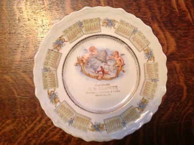 G.W. Crapser Hardware Shabbona, Ill. 1910 Calendar Plate Cherub Graphics