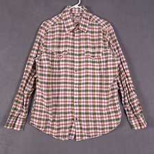 Old Navy Button Up Shirt Mens Large Plaid Tartan Long Sleeve Linen Cotton