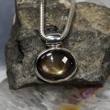 Schwarzer Stern Saphir Anhänger, 925er Silber, Edelsteinanhänger (15574)