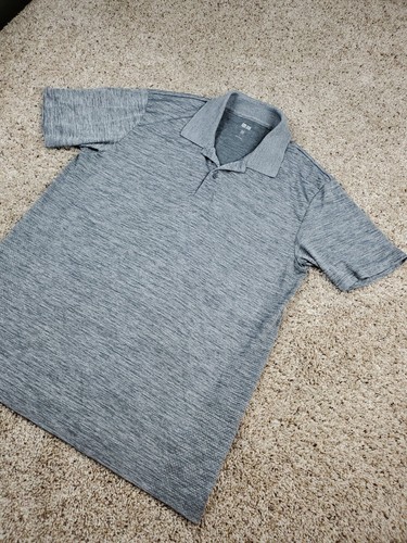 Uniqlo Dry-Ex Polo Shirt Large Mens Gray Short Sleeve Lightweight Performance - 第 2/9 張圖片