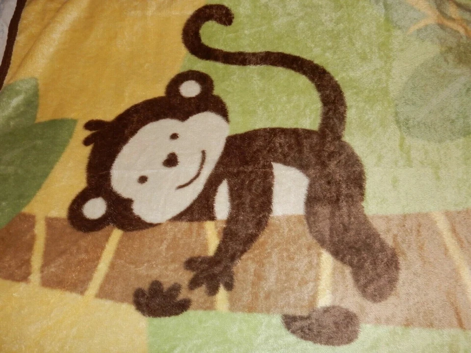 5C 30x45 Messages From the Heart MONKEY Tree Minky Plush Baby Blanket Comforter - Image 2 of 3