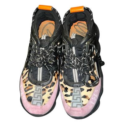 Versace Mens Chain Reaction Panelled Leopard Print Sneakers Size 42 (9) Versace Chain Reaction  main image 3