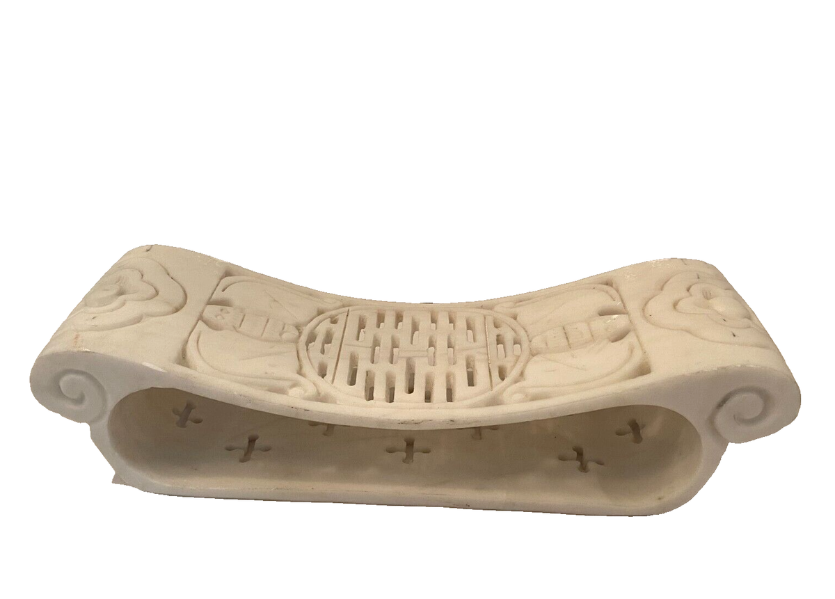 Chinese Natural Hard Stone Marble Hand Carving 19th Century Pillow