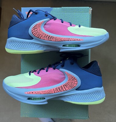 Size 13 - Nike Zoom Freak 4 Unbelievable Basketball Blue Yellow Pink Unknown