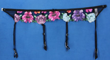 Fleur Du Mal Mesh Silk Embroidered Floral Garter Size 1 Small H221