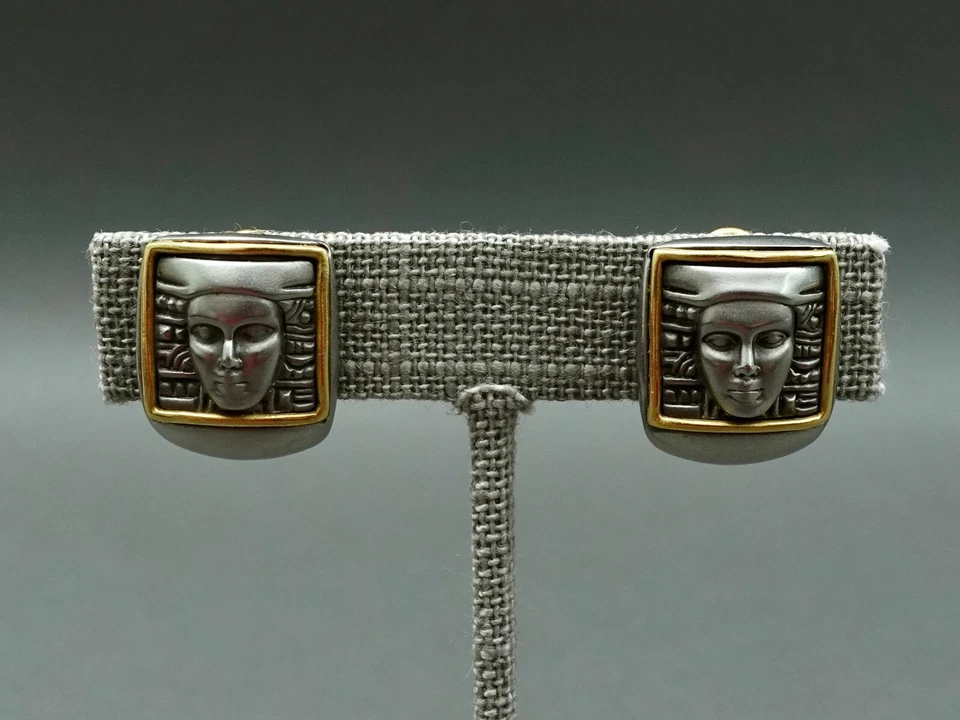 Barry Kieselstein Cord 18K Gold Stainless Women Of The World Clip On Earrings - Image 3 of 4