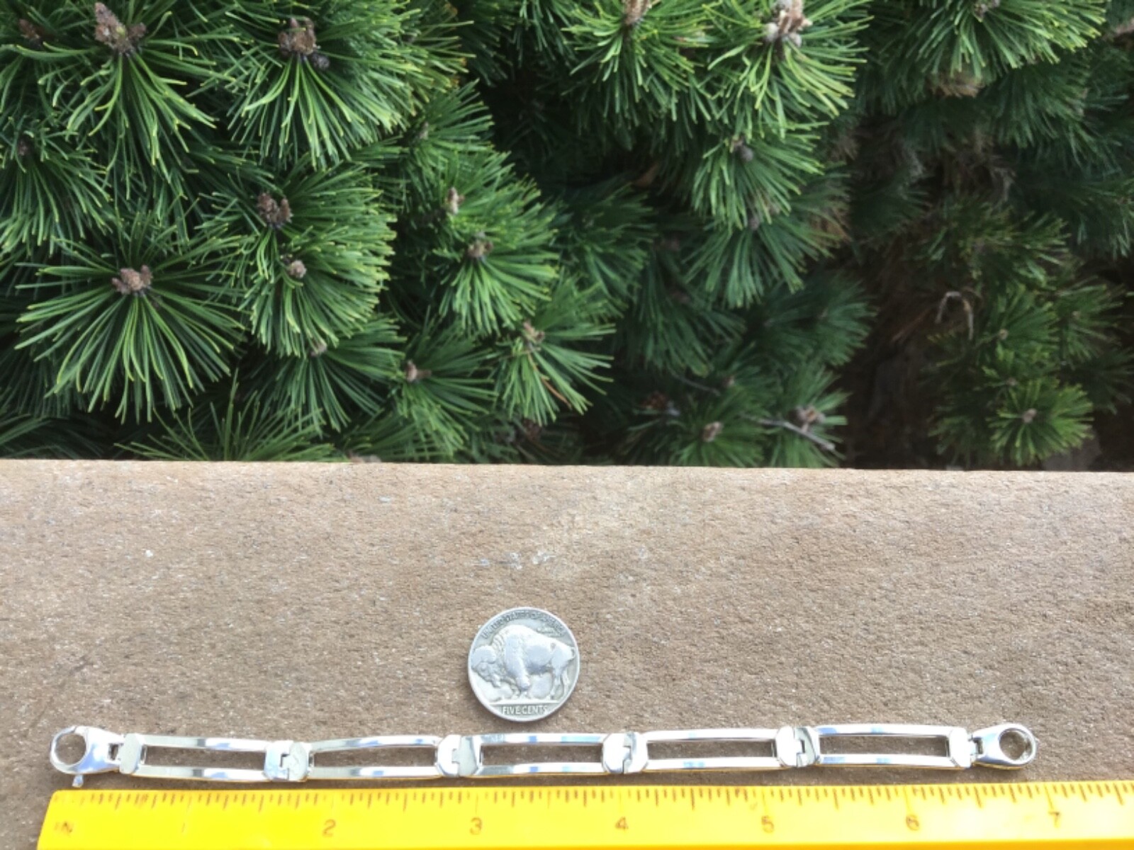 SterlIng Silver Rectangular link Bracelet 7” Long… - image 5