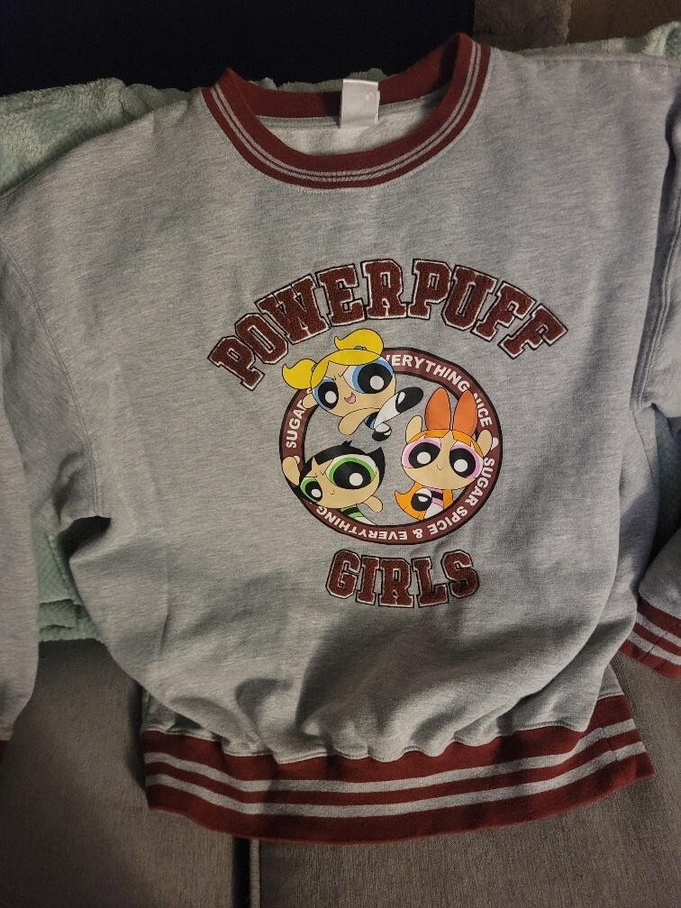 EUC Women's XL Cartoon Network Power Puff Girls Sweatshirt Raised