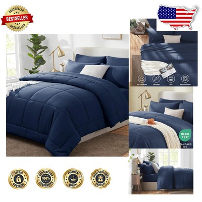 Navy Blue 7-Piece King Comforter Set - Ultimate All-Season Bedding Collection