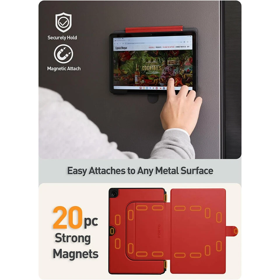 For Samsung Galaxy Tab A9 Plus Case Poetic Magnetic Folio Stand Cover Dark Red - Image 3 of 4