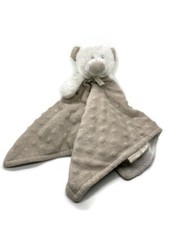 Blankets and Beyond Gray Minky White Bear 16" Baby Security Lovey Holder