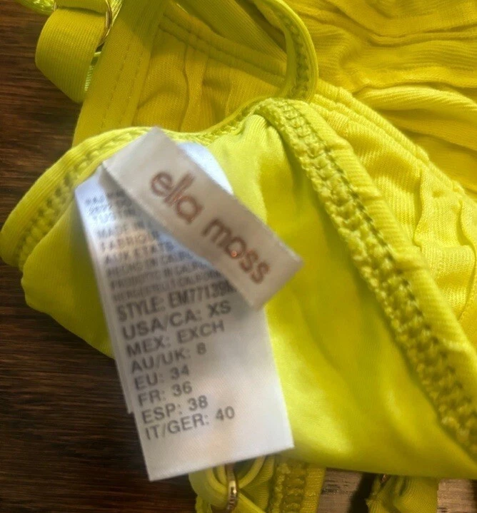Top de biquíni feminino tamanho XS - Blusa de banho Ella Moss tamanho XS - Maiô amarelo - Imagem 3 de 3