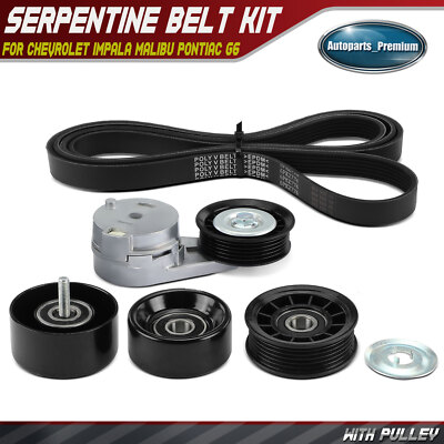 #ad 5x Serpentine Belt Drive Component Kit for Chevrolet Impala Malibu Pontiac G6 $61.99