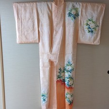 Kimono Traditional Japanese Clothing Wide Collar 64cm Sleeve 159cm Length Used