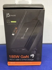 Multi -port Charger - 185W GaN PD 3.1 USB-C 3-Port Charging Dock (J5 Create)