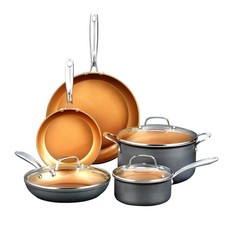 Gotham Steel Pro 8 Pc Nonstick Cookware Set Bronze Hard Anodized Induction Safe