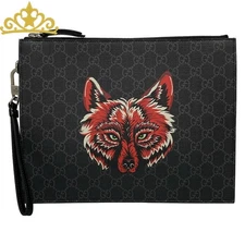 GUCCI GG Supreme Fox Clutch Bag Men's