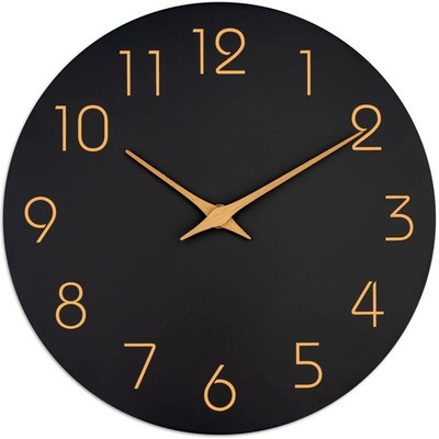Wall Clock 8 Inch Black Battery Operated Silent Non Ticking Simple Minimalist...