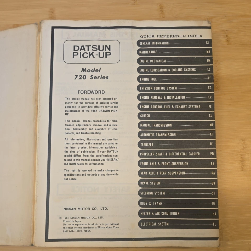 Camioneta Datsun 720 1981 vintage manual de servicio ~ ¡Guía de reparación del distribuidor!! Foto 3 de 4
