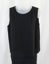Eileen Fisher NWT Women's Black 100 Silk Round Neck Sleeveless Shell Top XS