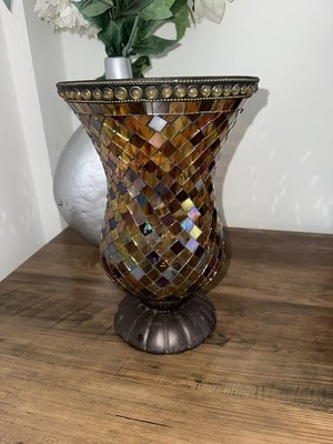 Buntglas PartyLite GLOBAL FUSION Hurricane Mosaik Glas Kerzenhalter 12 Zoll