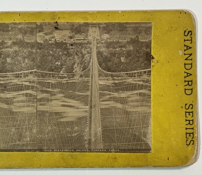 Suspension Bridge, Niagara Falls Stereoview Card, American Views Standard Series