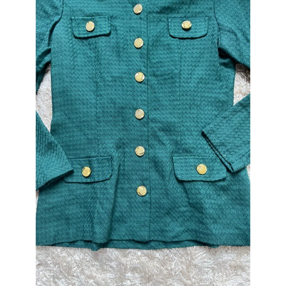 Vintage Rampage Skirt Suit Juniors 11 Houndstooth Career Y2K Secretary 90s Green - Image 4 of 4