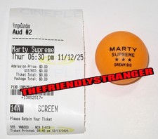 Timothee Chalamet MARTY SUPREME "TORONTO" Movie Ticket + Ping Pong Ball PROMO