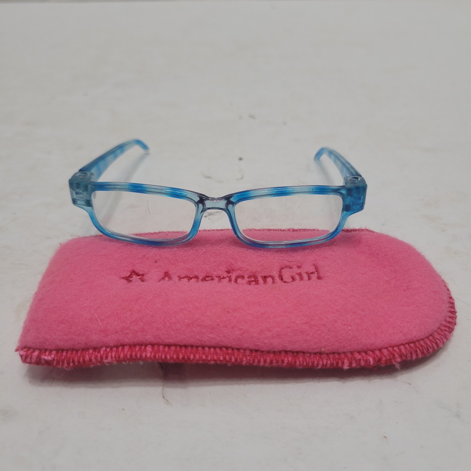American Girl Blue Eye Glasses Eyeglasses and Pink Case for 