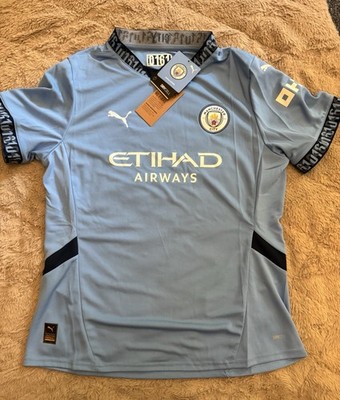 PUMA Manchester City DryCell Fußballtrikot Blau Kurzarm Gr. L Etihad Airways