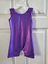New Toddler Girls One Piece Leotard - Purple Shimmer Shorts Style. Sz 2