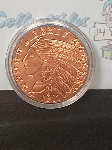 Liberty Indian Head Eagle 1 Oz .999 Fine Copper Round In Case
