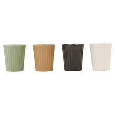 Ribbed Stoneware Espresso Mugs 150ml Coffee Lover Gift Box Set Housewarming