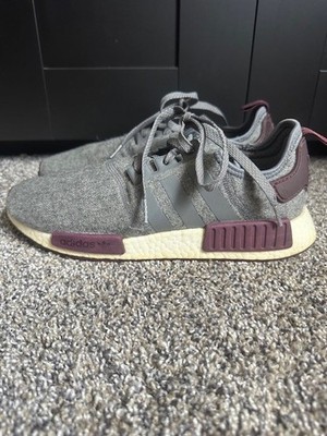 Adidas Men's Shoes NMD R1 Wool Grey Four/White/Maroon