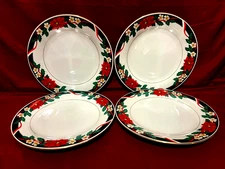 Tienshan Deck The Halls Dinner Plates 10 1/2" (Set Of 4) Christmas
