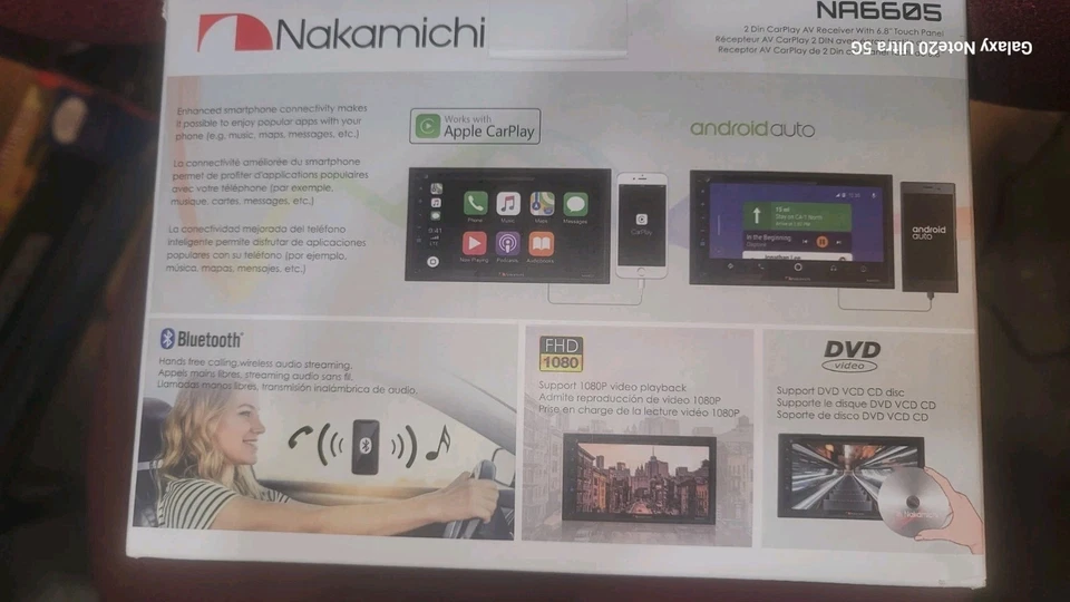 NAKAMICHI NA6605 6.8 Touch Screen 2-DIN Apple CarPlay Android Auto Receiver NEW - Image 3 of 4
