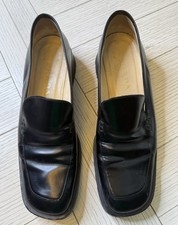 Prada Women Black Leather Chunky Designer Loafer Shoe Sz 9 Made In Italy Luxury