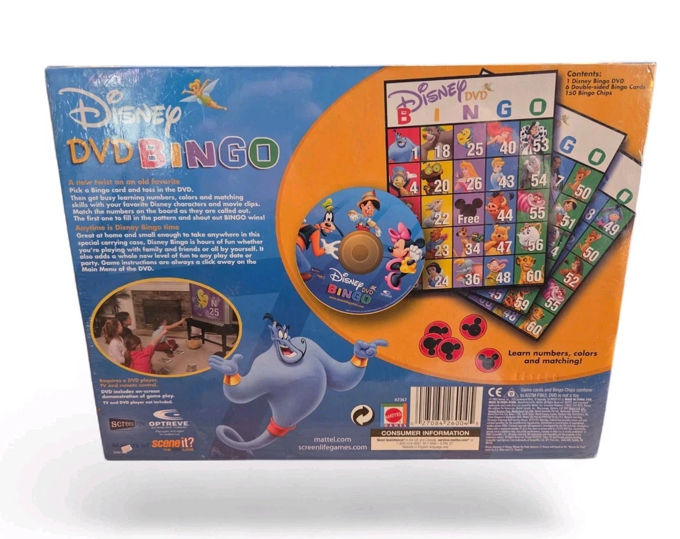 Mattel Disney DVD BINGO Pantalla Vida Familia Juego de Mesa Mickey Nuevo Sellado de Fábrica Foto 3 de 4