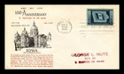 US COVER IOWA STATEHOOD CENTENNIAL FDC SCOTT 942 WAKEFIELD COMPANY CACHET